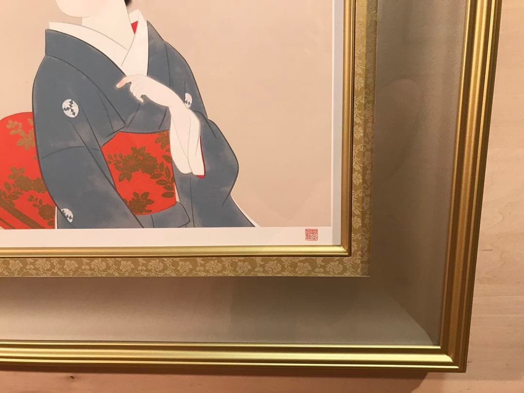 タビさま専用　上村松園「若葉」デジタルプリント・シルクスクリーン併用　落款有