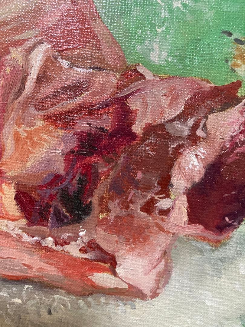 豚肉　絵画 油絵　油画　油彩画　　手描き　ART アート　F6