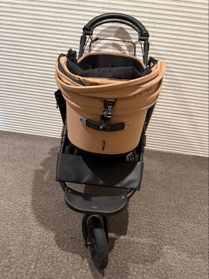 美品AIRBUDDY ペットカート ラージ　ツイルモカ　バッグドリンクホルダー付