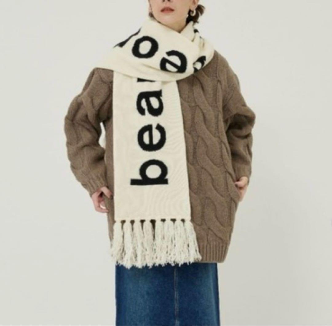 beautiful people ロゴマフラー アイボリー