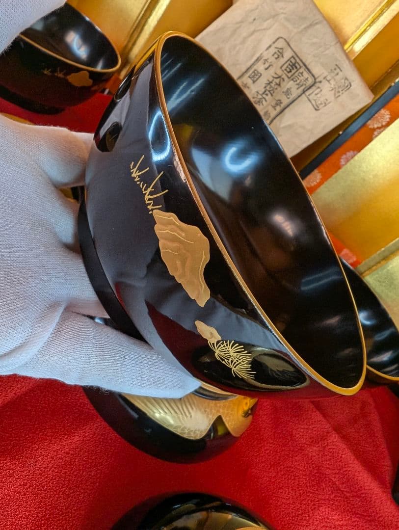 「こちらは専用出品です」明治時代 輪島塗 金蒔絵 椀 4客