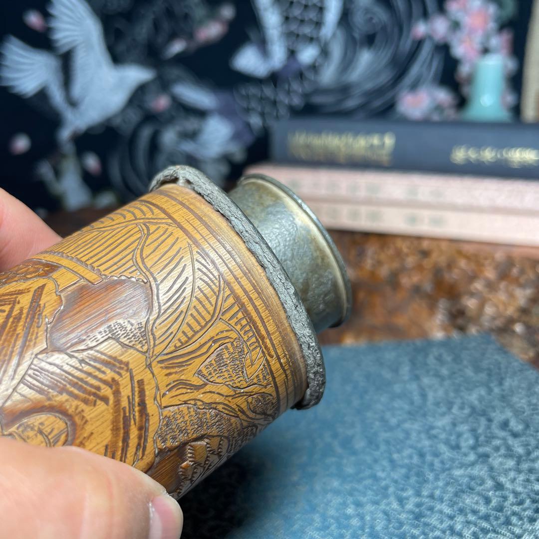 錫製 茶筒 中国古茶道具 古美術 茶葉保存容器