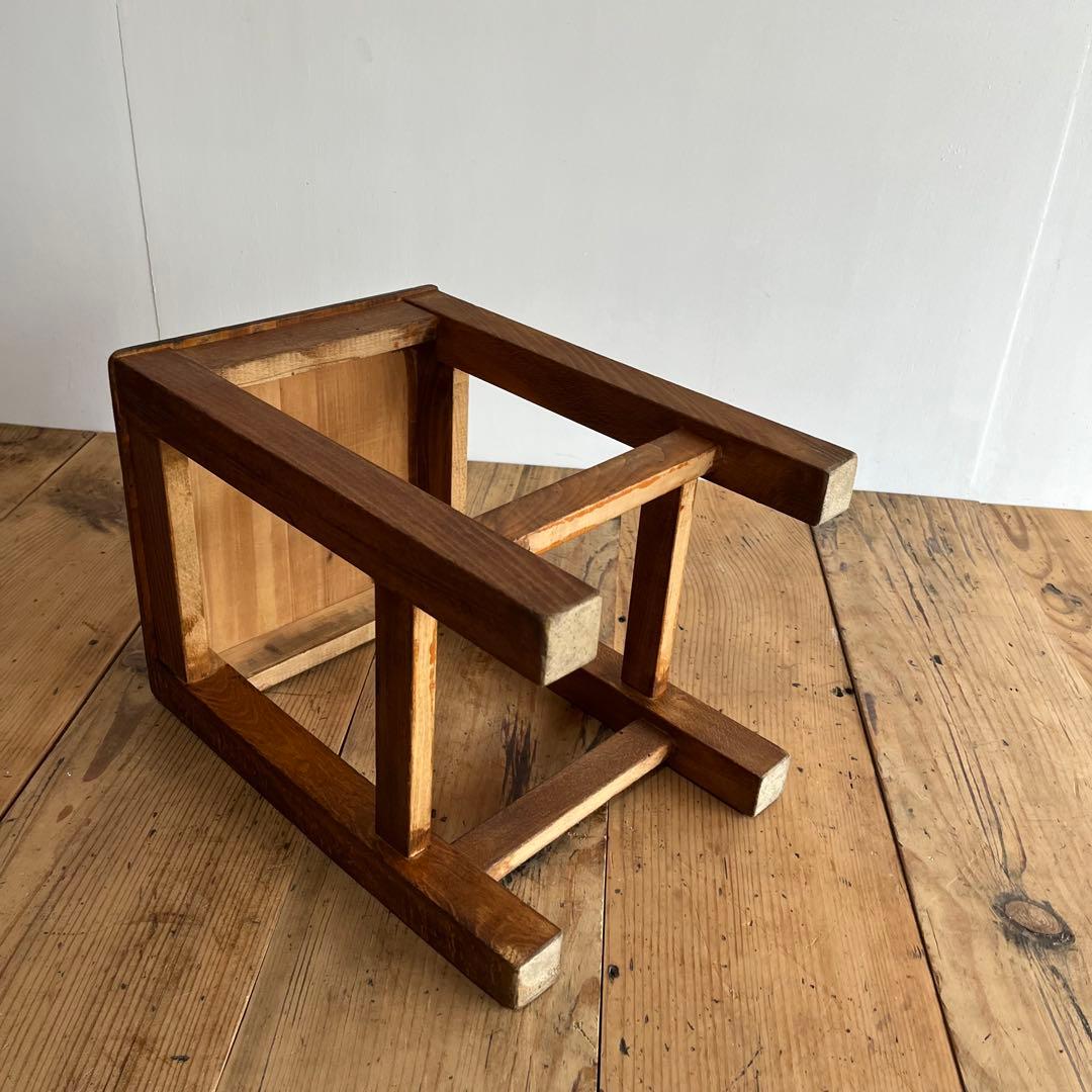 アンティーク 角 スツール 椅子 植物台 無垢材 昭和レトロ z774