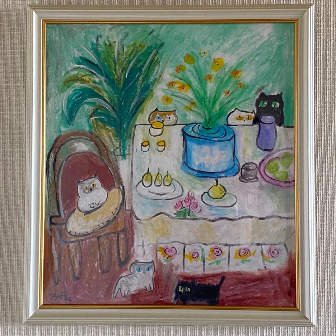 絵画 。壁掛け絵手描き【暖かい部屋には、花の香りが満ちあふれている】