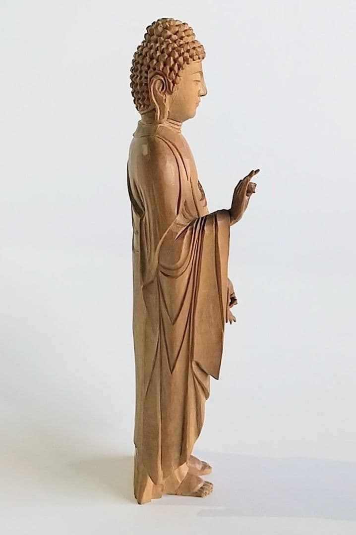 阿弥陀如来立像 4寸 像のみ #657 ◆白檀 木彫 仏像