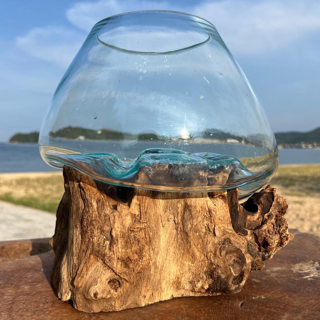 流木ガラスオブジェ特大F 花瓶 金魚鉢 テラリウム フラワーポット 水槽 アート