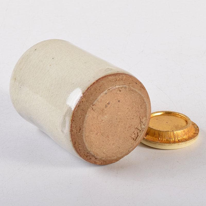 茶道具　萩焼　古萩　清水茂生作　茶入　仕覆付　共箱　V　7225