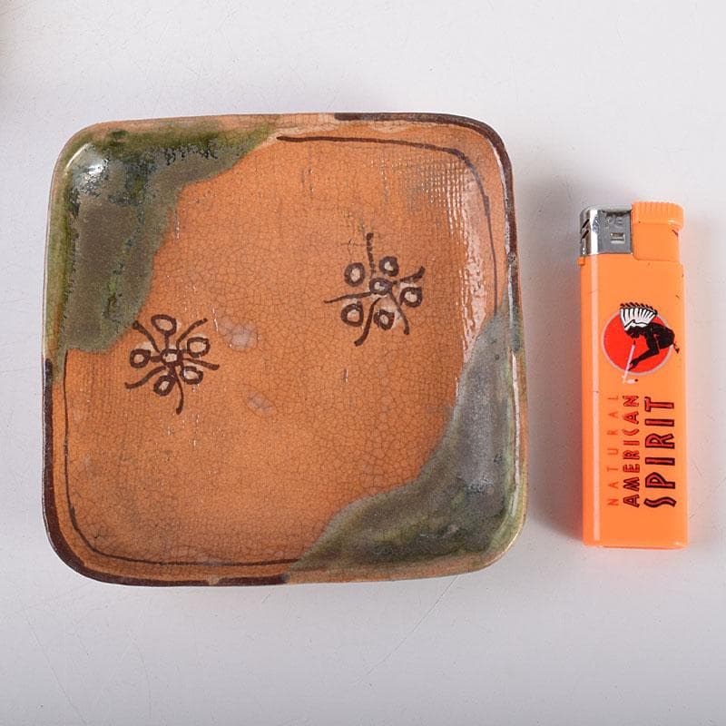 和食器　織部焼　四方　銘々皿　8客　在銘　C　7042