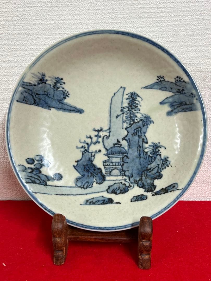 古美術　清時代染付皿　西き--155