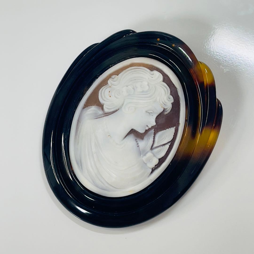 ミ*ル様 本鼈甲カメオ K18ブローチとペンダント2way（B）