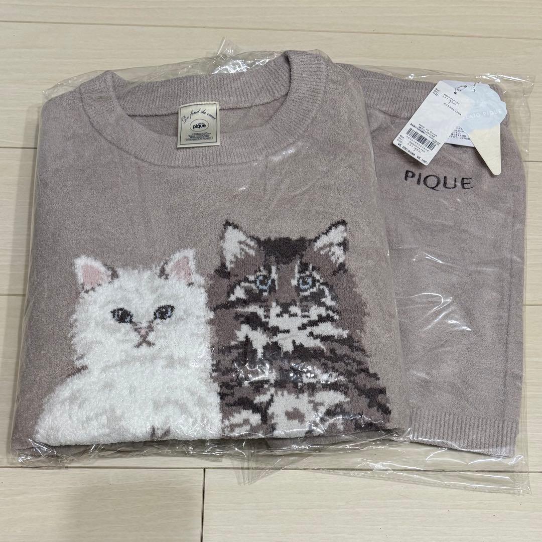 ジェラートピケ ツインキャットジャガードプルオーバー ショートパンツ セット