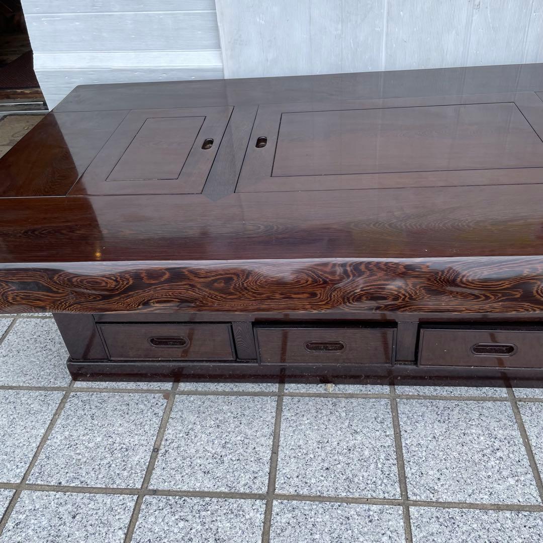 年代物　鉄刀木（タガヤサン）総無垢　関西火鉢　4尺　机　テーブル　和室　和風