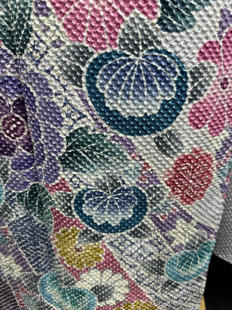 藤娘きぬたや 総絞り 薄紫系 熨斗柄 小紋バック振袖 フルセット 落款あり