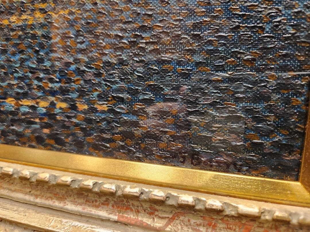 【貴重・大型】点描画 アート作品 額縁付き