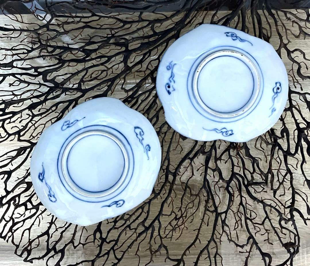 骨董　古伊万里　瀬戸　変形皿　壺型　甕型　青磁　膾皿　向付　平皿　２客限り