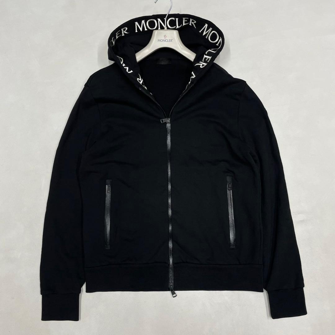 極美品 XLサイズ MONCLER モンクレール 襟ロゴ ジップパーカー