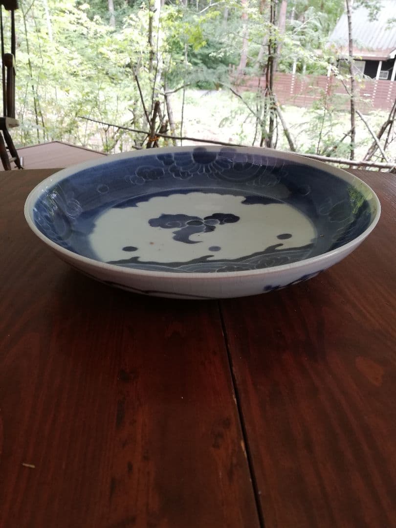 年代物、古伊万里(江戸中期～後期)染付け大皿