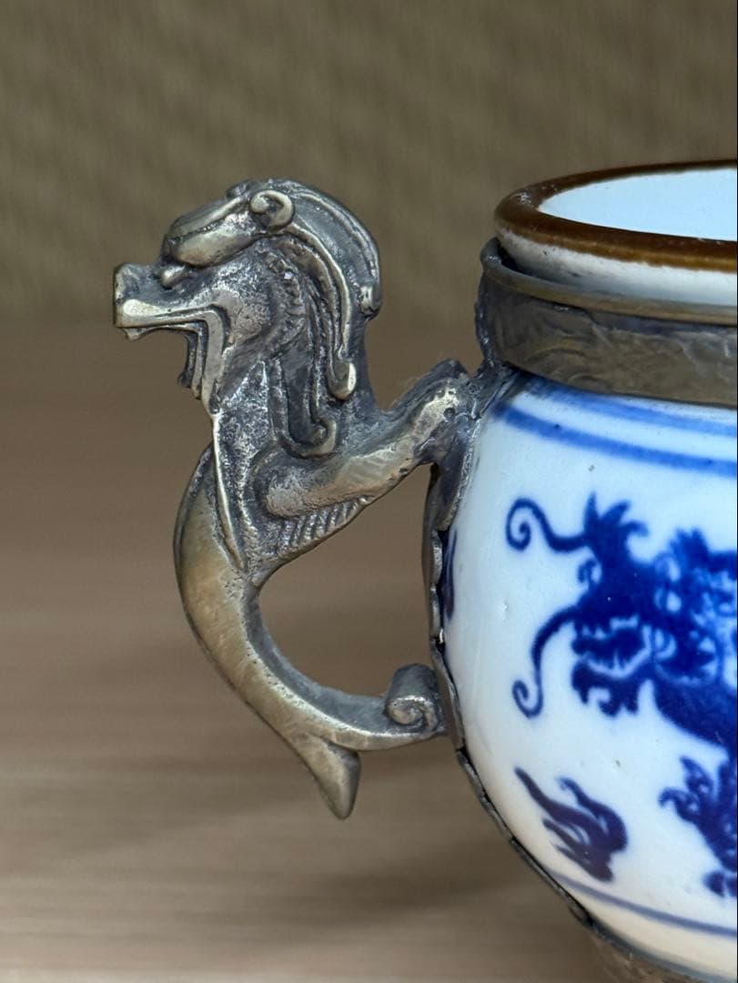 染付 香炉 龍文 錫製 蓋付 香道具 茶道具 唐物 中国美術