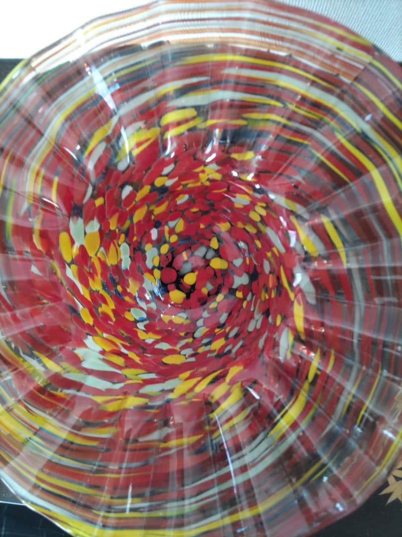 色変わり色吹雪文様　マーブル柄　コンポート