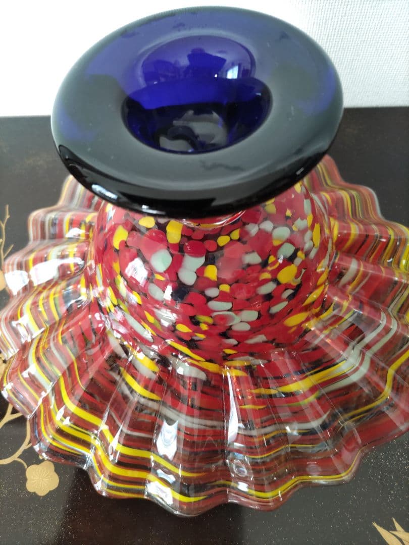 色変わり色吹雪文様　マーブル柄　コンポート