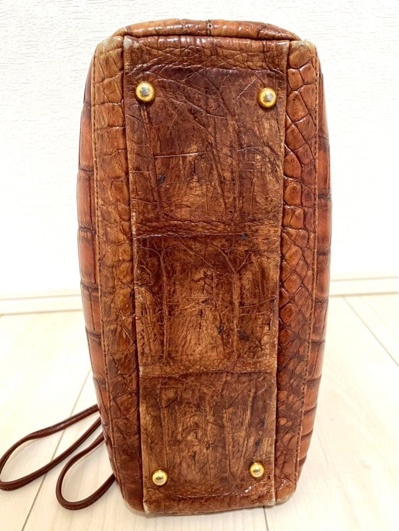 【希少】クロコダイル 高級 ハンドバッグ JRA認定 織りネーム付き 2WAY