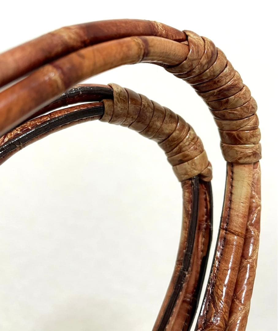 【希少】クロコダイル 高級 ハンドバッグ JRA認定 織りネーム付き 2WAY