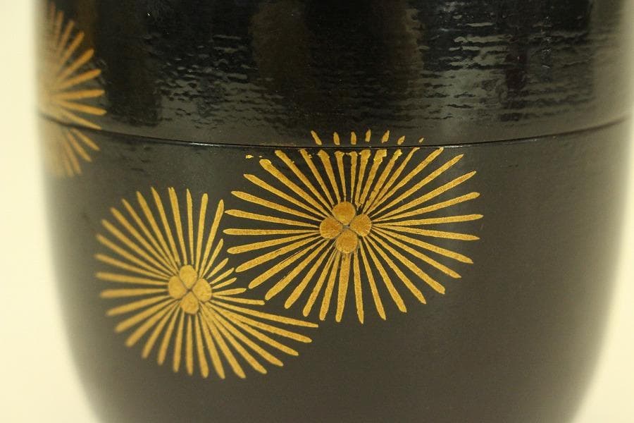 茶道具 而妙斎好 唐松蒔絵 一閑 大棗 一峰作 共箱 美品(A947)