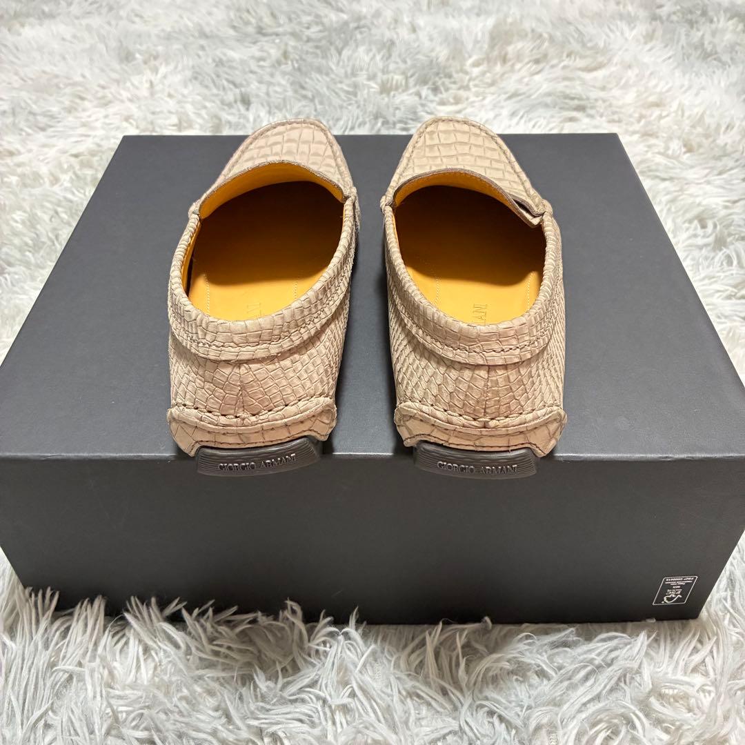 【未使用に近い】GIORGIO ARMANI 本革 クロコ型押し ６グレージュ