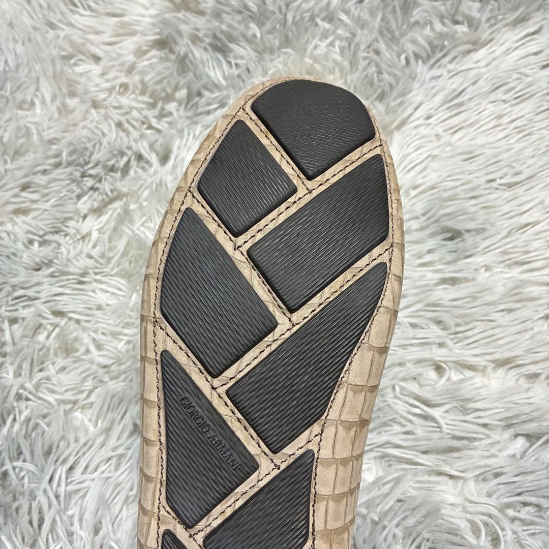 【未使用に近い】GIORGIO ARMANI 本革 クロコ型押し ６グレージュ
