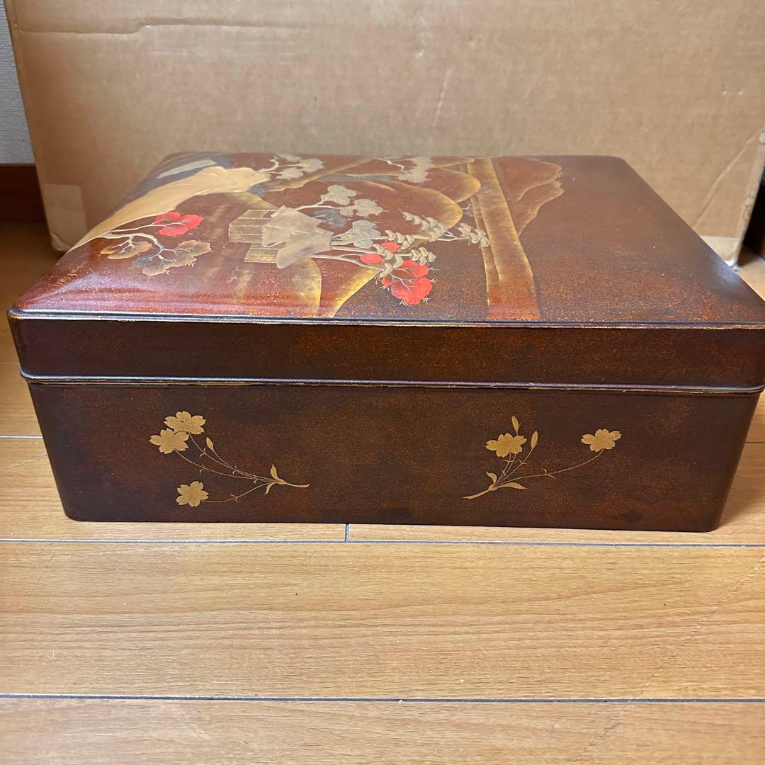 金蒔絵吉野山図硯箱 明治時代-19世紀頃 硯 水滴 双鹿 内梨子地漆器文房具