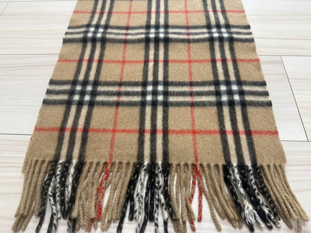 バーバリー カシミヤ チェックマフラー ベージュ