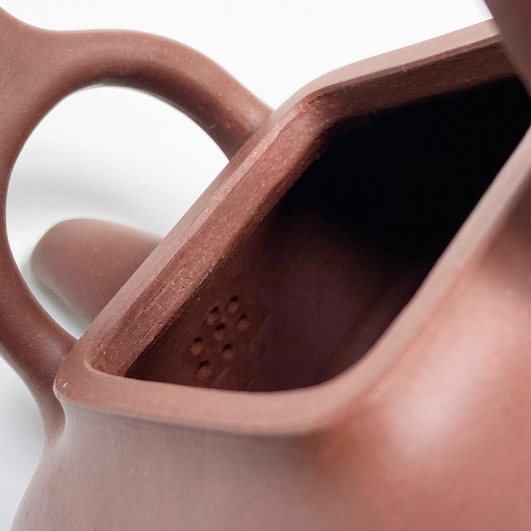 中國宜興 婉芬 朱泥紫砂 蓋内在銘 提梁 急須 茶器 陶器工芸 茶道具