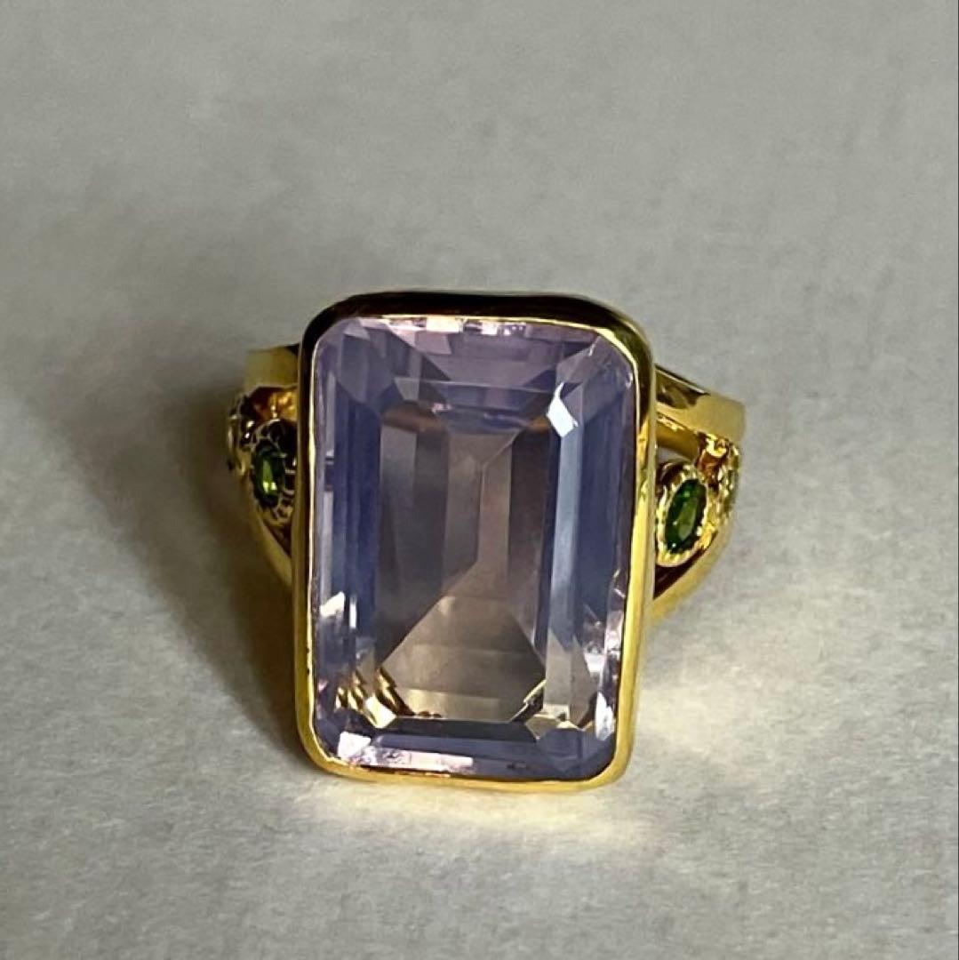 【超希少】26ct ラベンダークオーツリング指輪シルバーK18金ゴールド匿名配送