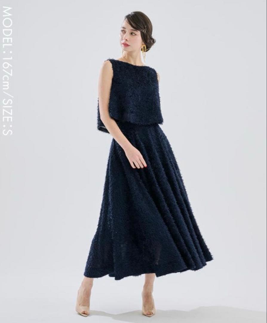 jenne ジェンヌ　ラグジュアリーシャギートップス　ネイビー　L