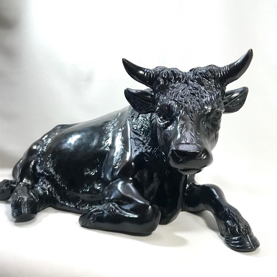 高岡銅器　牛　職人　般若　純一郎作　座牛　銅製　牛の置物　縁起物　インテリア