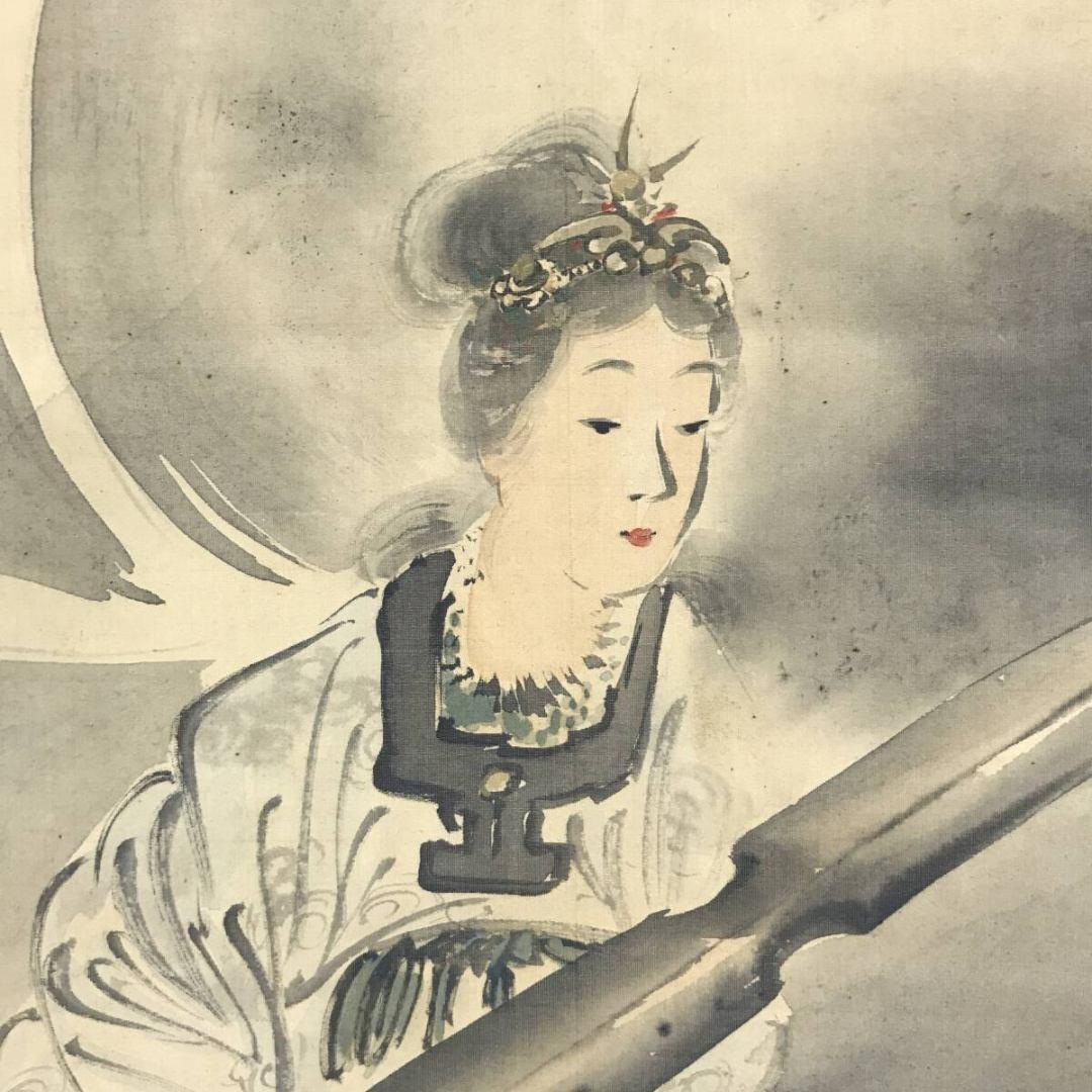 真作/大原呑舟/龍頭観音/龍乗観音/龍上観音図/仏/掛軸/名家伝来/AK-302