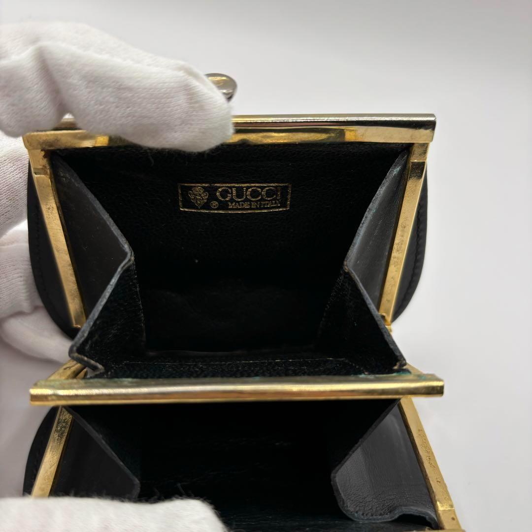 【美品/希少品】 オールド　GUCCI ケース　がま口　財布　ブラック