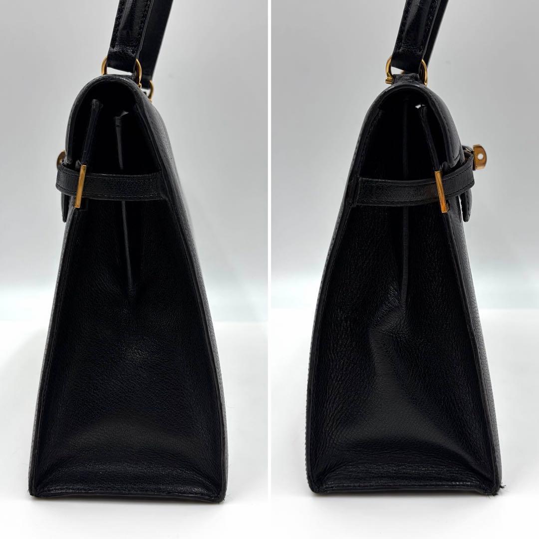 極美品✨モラビト ハンドバッグ スカラ 本革 黒 ターンロック ゴールド 896