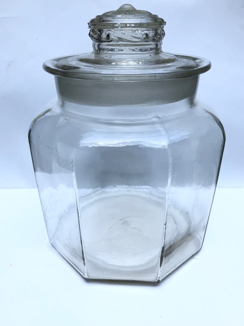 アンティーク　八角形ガラス保存容器　７０年以上前の物