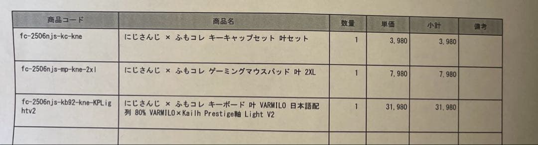 にじさんじ 叶 ふもコレ マウスパッド+キーキャップ+キーボード