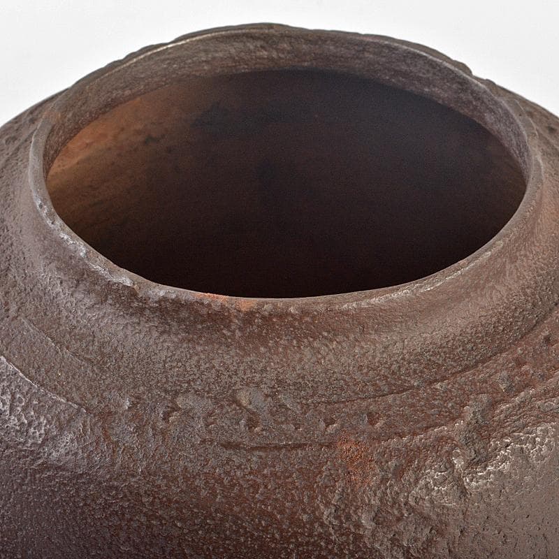 茶道具　釜師　畠春斎作　累座繰口棗形釜　共箱　M　R6577B