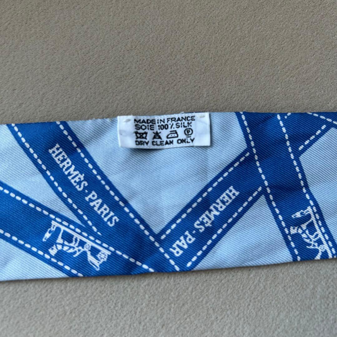 HERMES エルメス シルク ツイリースカーフ ブルー系