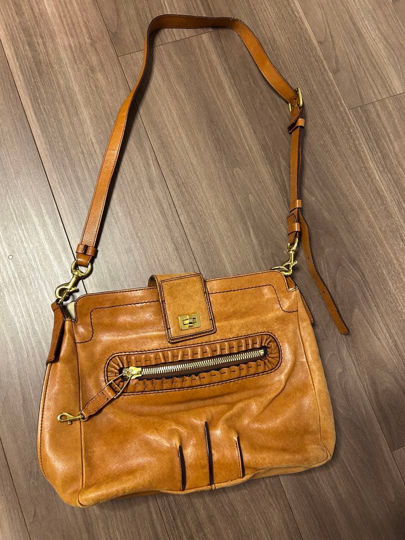 Chloe キャメル　ヴィンテージ　レザーショルダーバッグ