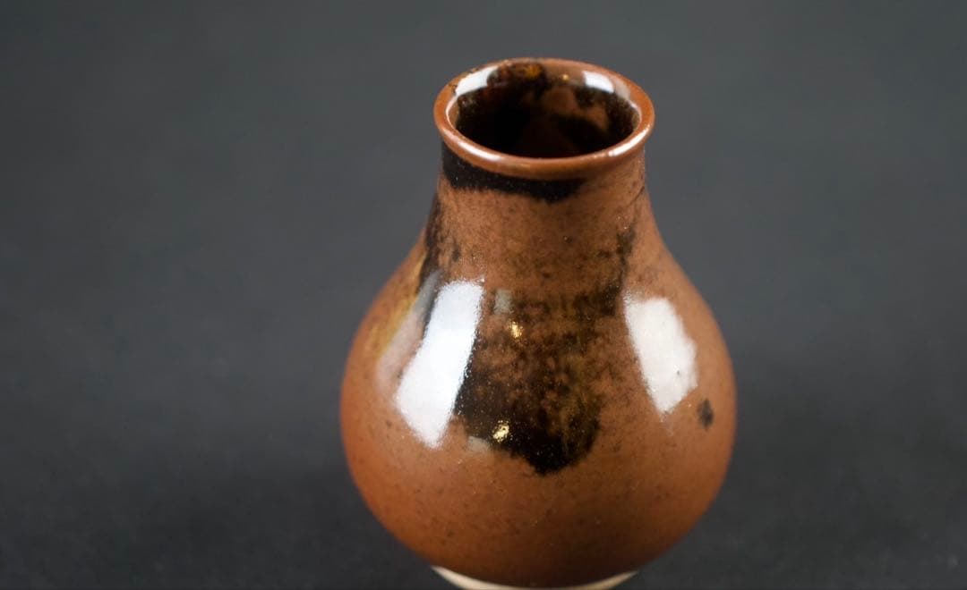 【茶道具】膳所焼 淡海ぜぜ 陽炎園 鶴首? 茶入 仕覆付 共箱