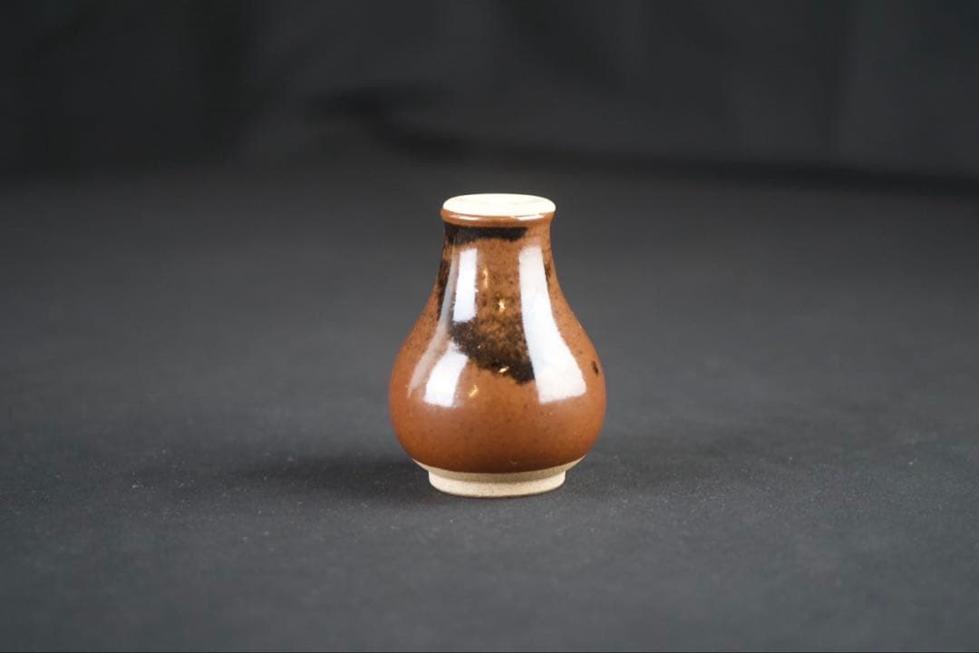 【茶道具】膳所焼 淡海ぜぜ 陽炎園 鶴首? 茶入 仕覆付 共箱