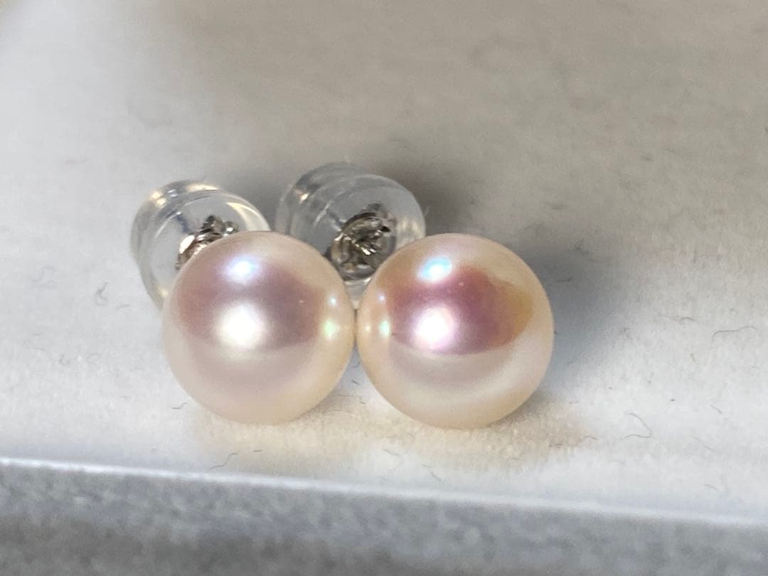 ピカチュウさま専用【ピンク・花珠】あこや真珠　パールピアス　最高級7.8ミリ