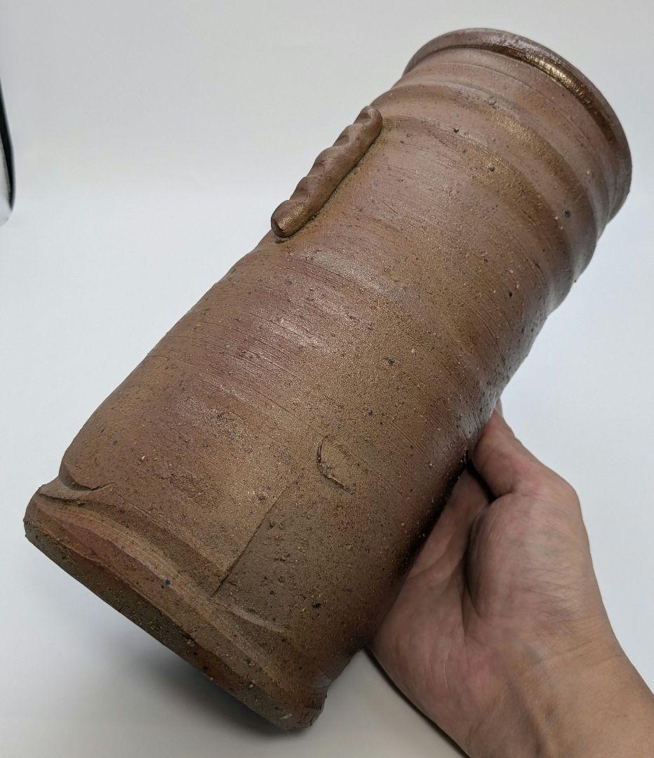 伝統工芸士 日幡光顕 備前焼 耳付花入 共箱共布栞 花器 フラワーベース 花瓶