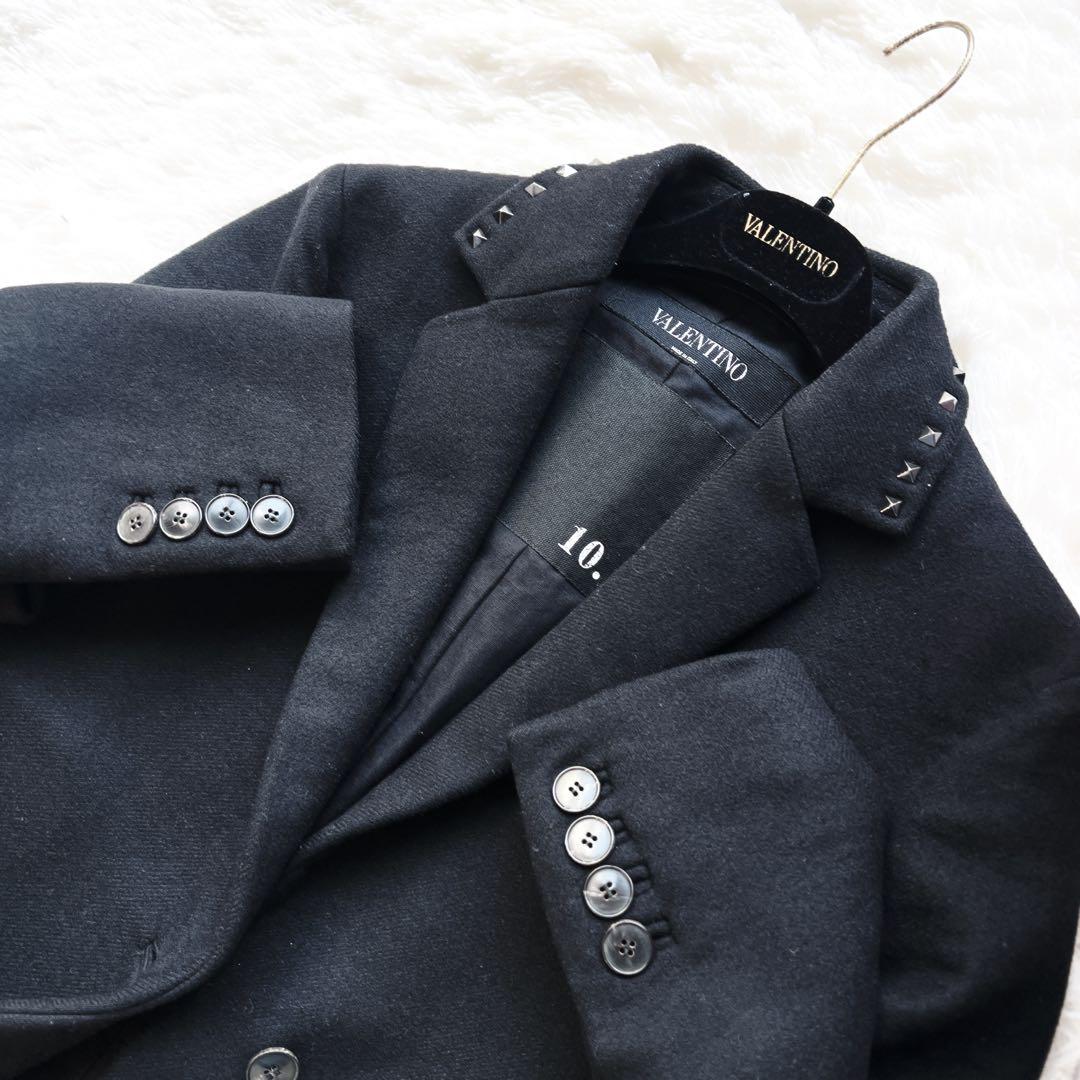 美品　VALENTINOヴァレンティノ スタッズ ロングコート ヴァージンウール