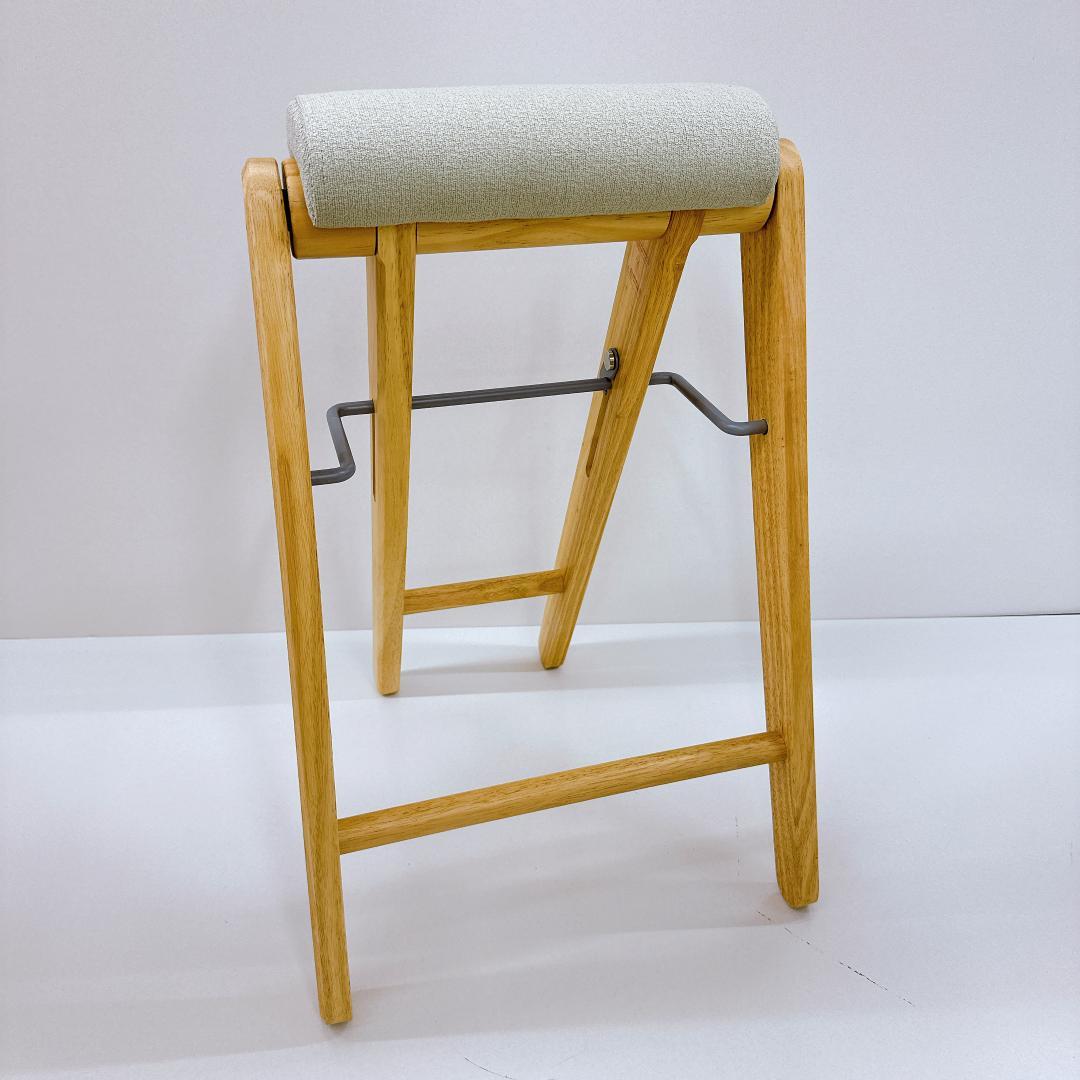 【美品】折り畳みハイスツール チェア 持ち運び簡単 グレー