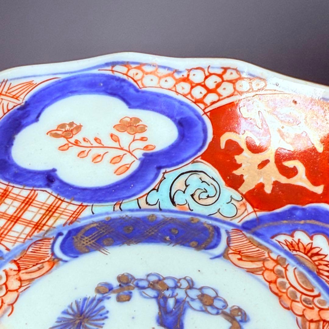 古伊万里　色絵松竹梅なます皿　五客　蛇の目高台　赤絵　緻密な絵付け　古器を楽しむ